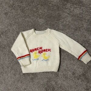 Vintage Handmade Cream Knit 'Quack Quack' Duck Sweater